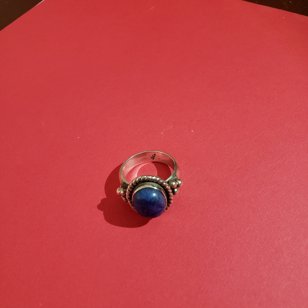 VINTAGE BLUE STONE ART DECO RING - Picture 3 of 5